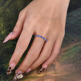 2 Prong Unique Sapphire Wedding Band Half Eternity Stacking Ring